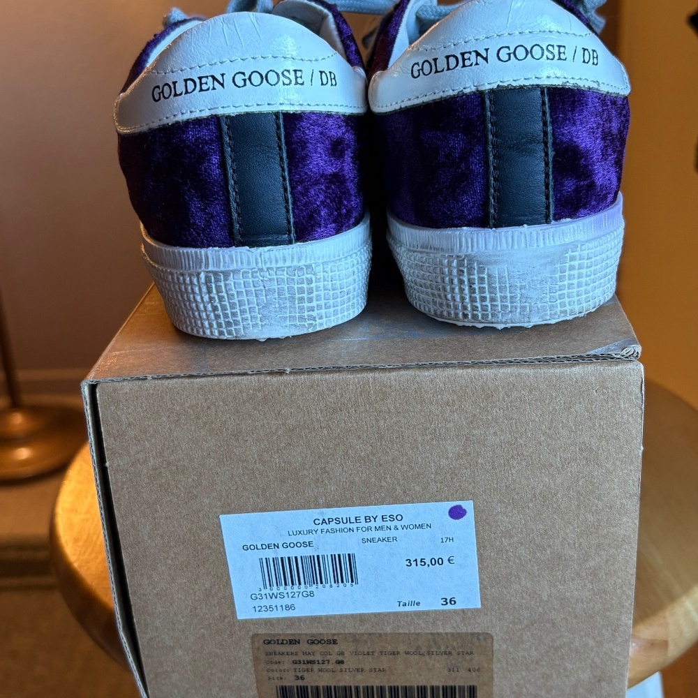 Golden Goose MAY Violet Tiger Wool Silver Star